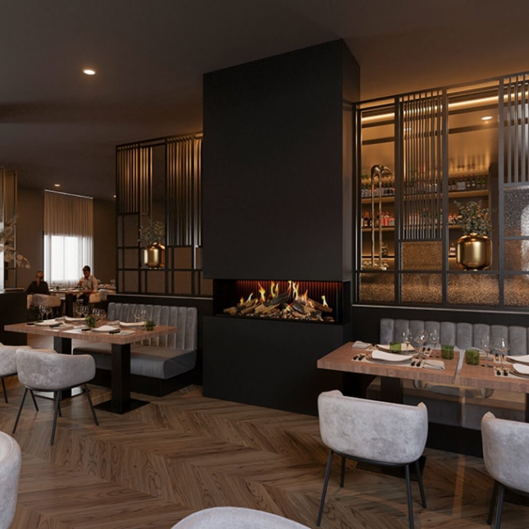 DRU Virtuo 130/3 Evolve – Elektrisk Peis, 3 - sidig - Eldheim