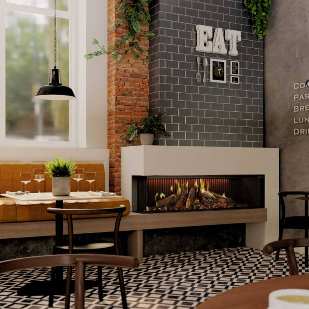 DRU Virtuo 150/2 Evolve - Elektrisk peisinnsats, venstre hjørne - Eldheim