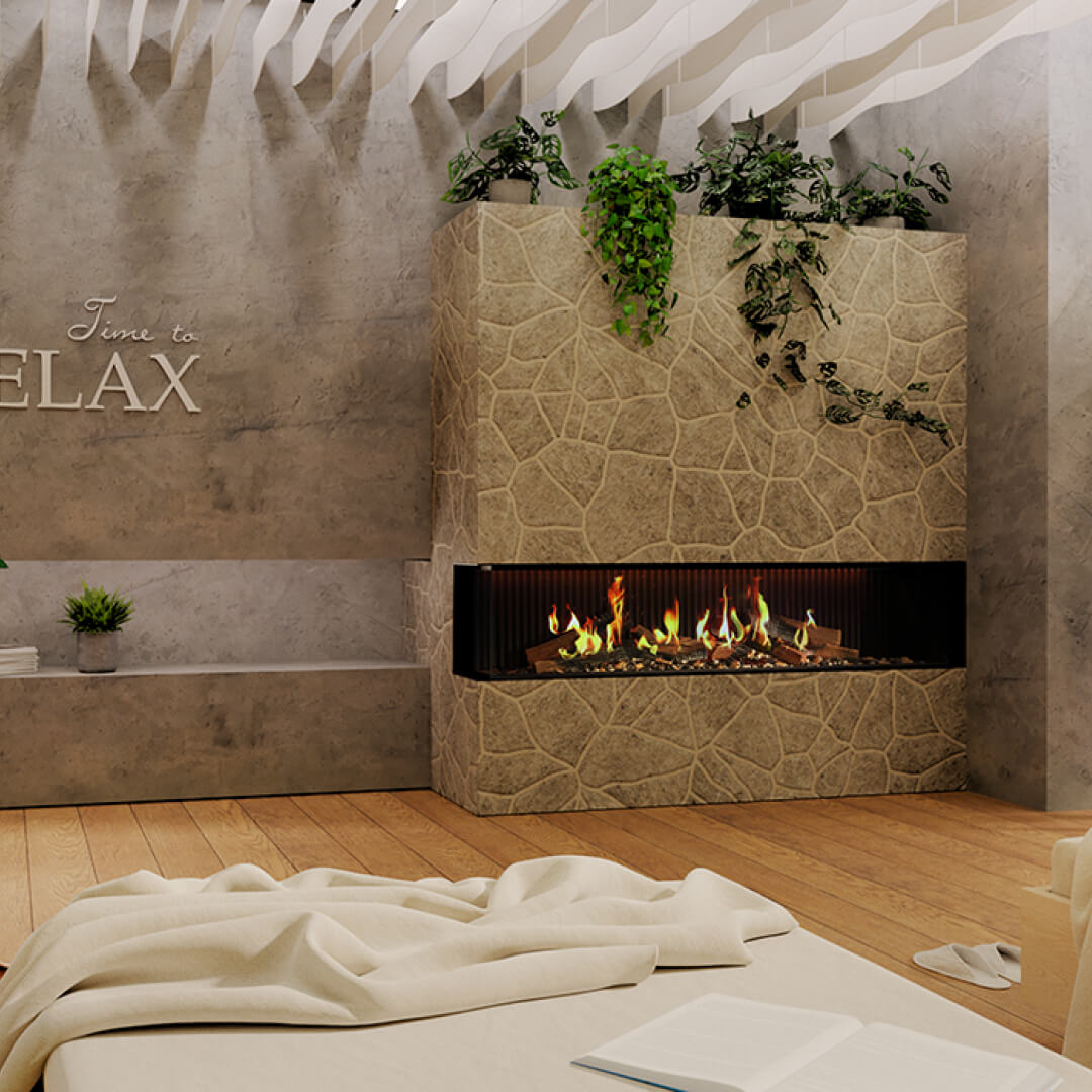 DRU Virtuo 180/2 Evolve - Elektrisk peisinnsats, venstre hjørne - Eldheim