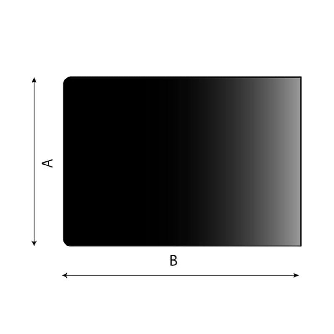 Gulvplate 1250 x 1250 mm, Firkantet med to avrundede hjørner - Sort stål - Eldheim