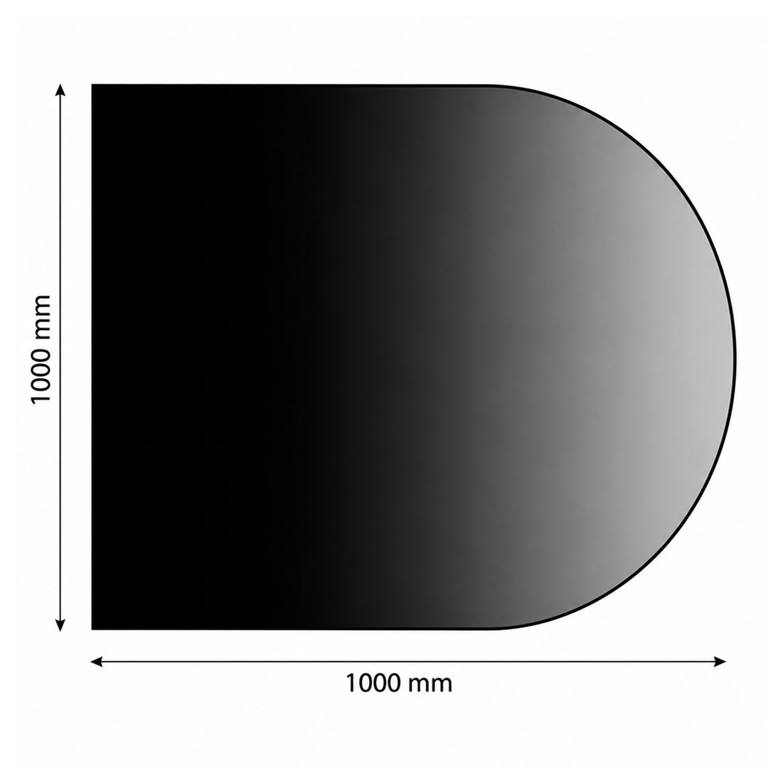Gulvplate halvsirkel – 1000 × 1000 mm – sort stål