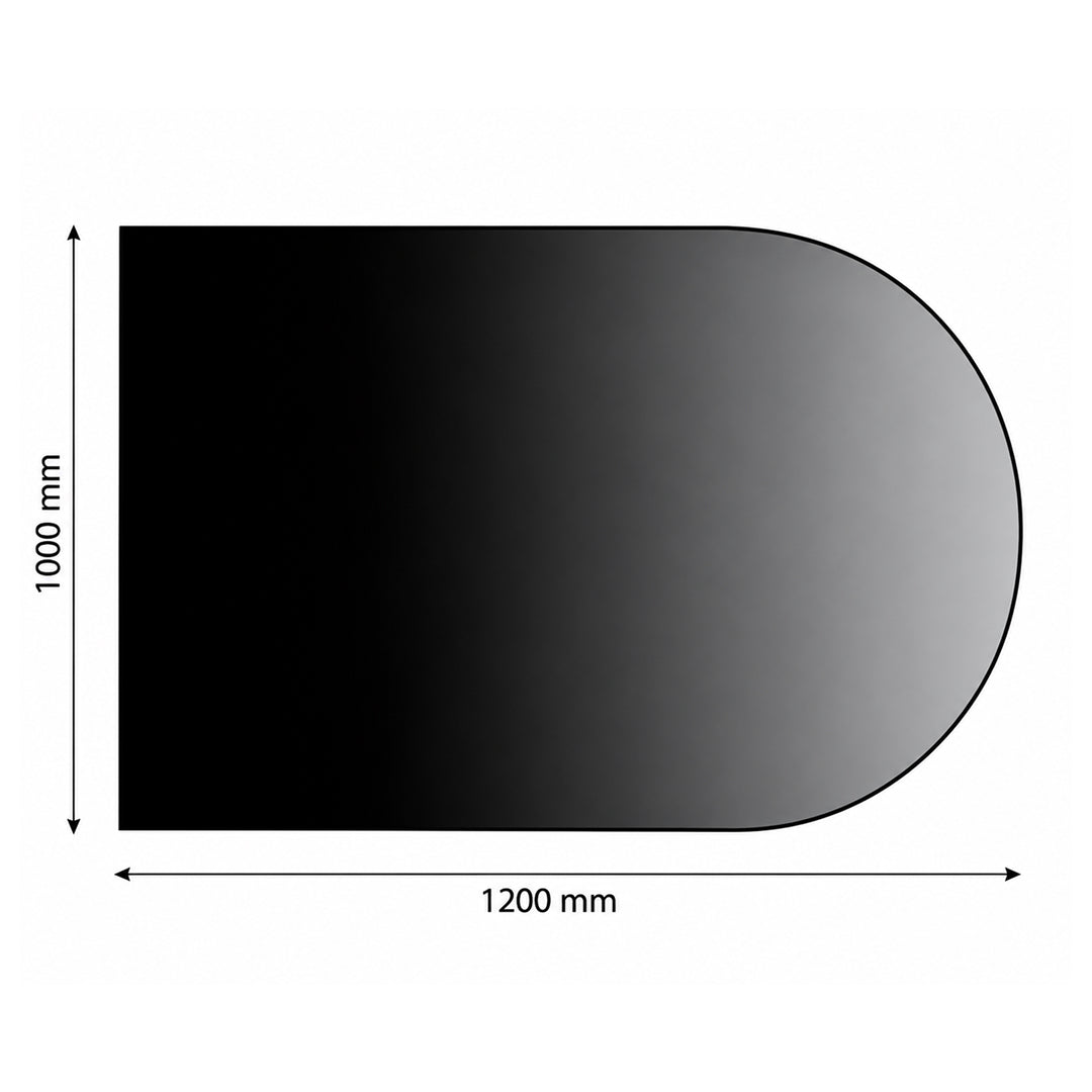 Gulvplate halvsirkel – 1000 × 1200 mm – sort stål
