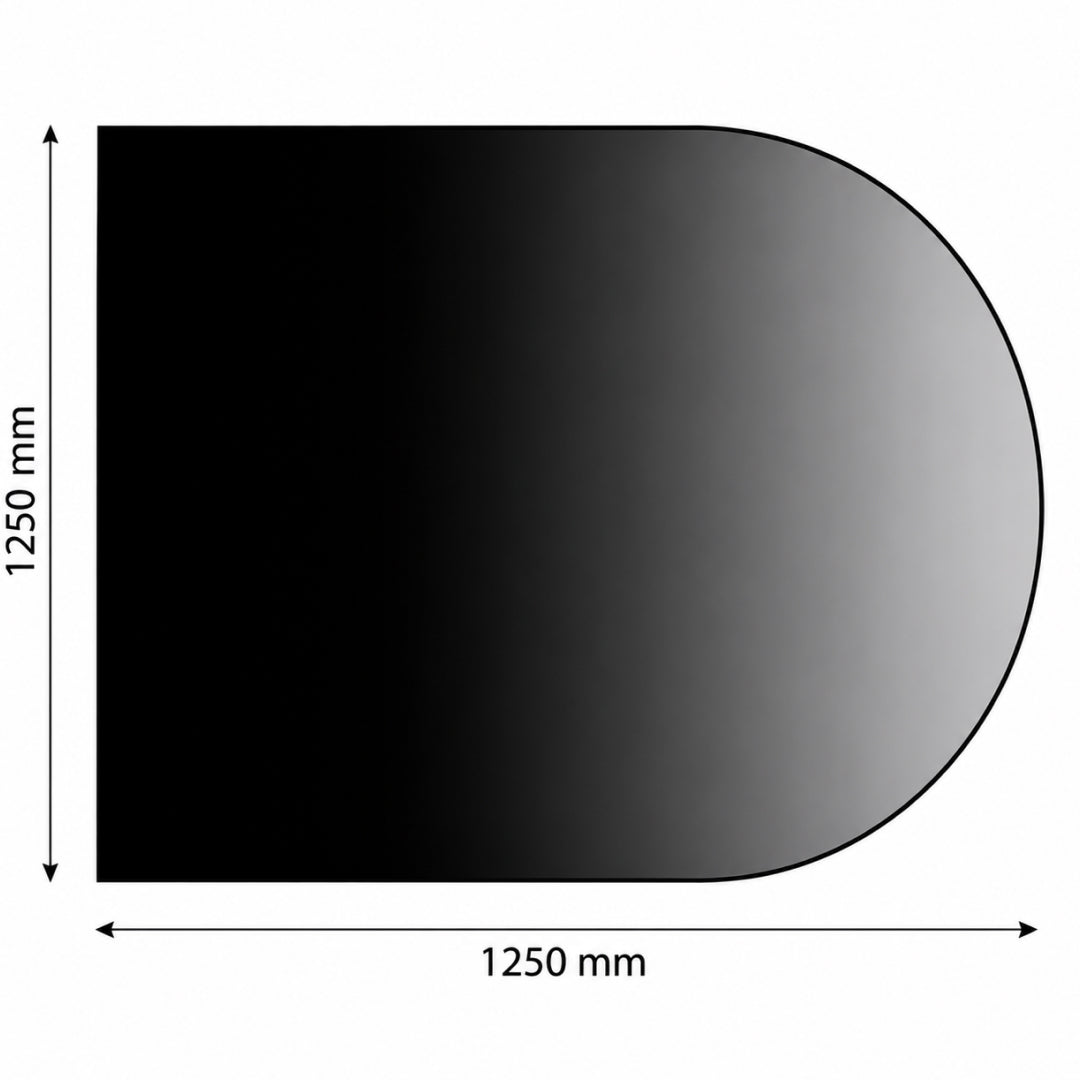 Gulvplate halvsirkel – 1250 × 1250 mm – sort stål