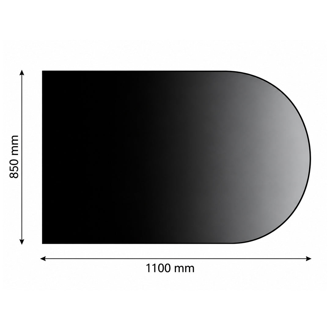 Gulvplate halvsirkel – 850 × 1100 mm – sort stål