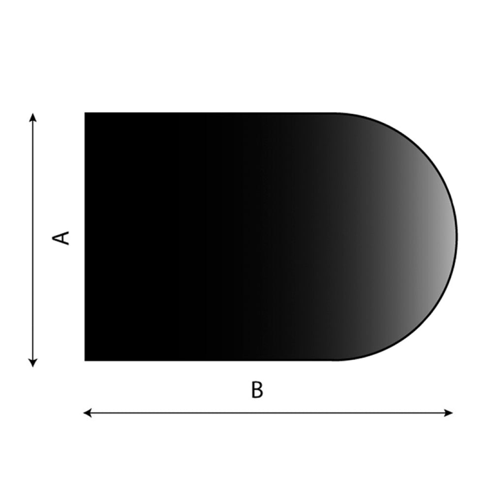 Halvsirkel gulvplate 1000×1250 mm – Sort stål - Eldheim