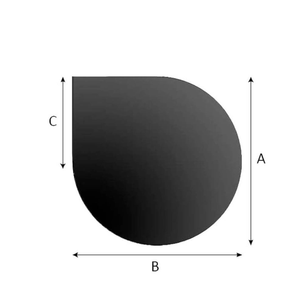 Dråpeformet gulvplate – Sort stål (1250×1250/625) - Eldheim