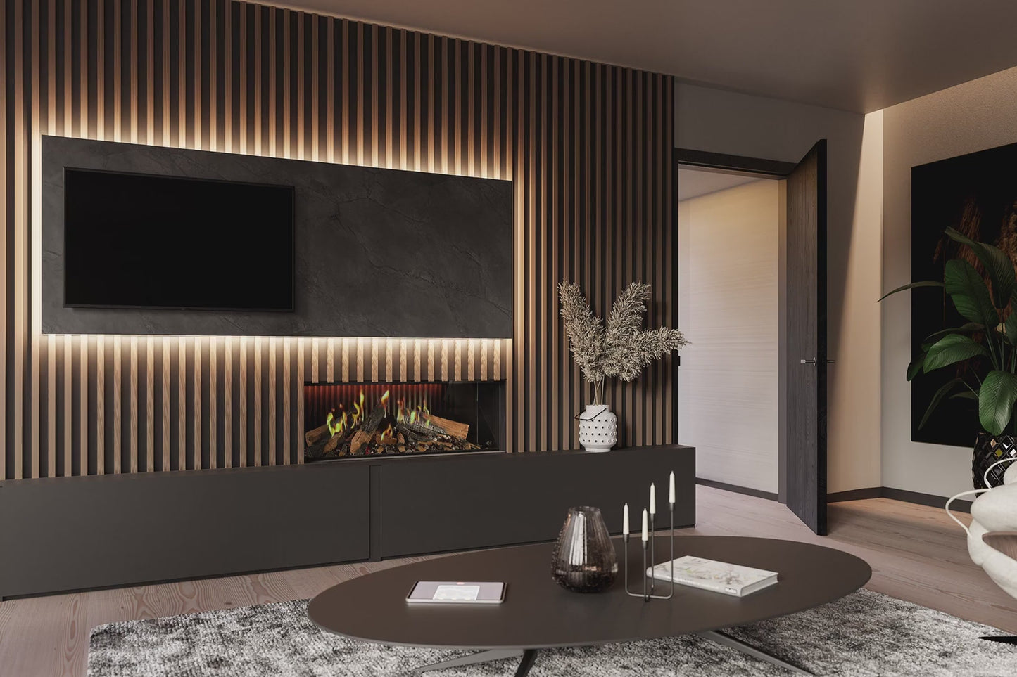 DRU Virtuo 100 Evolve - Elektrisk peisinnsats, frontmodell