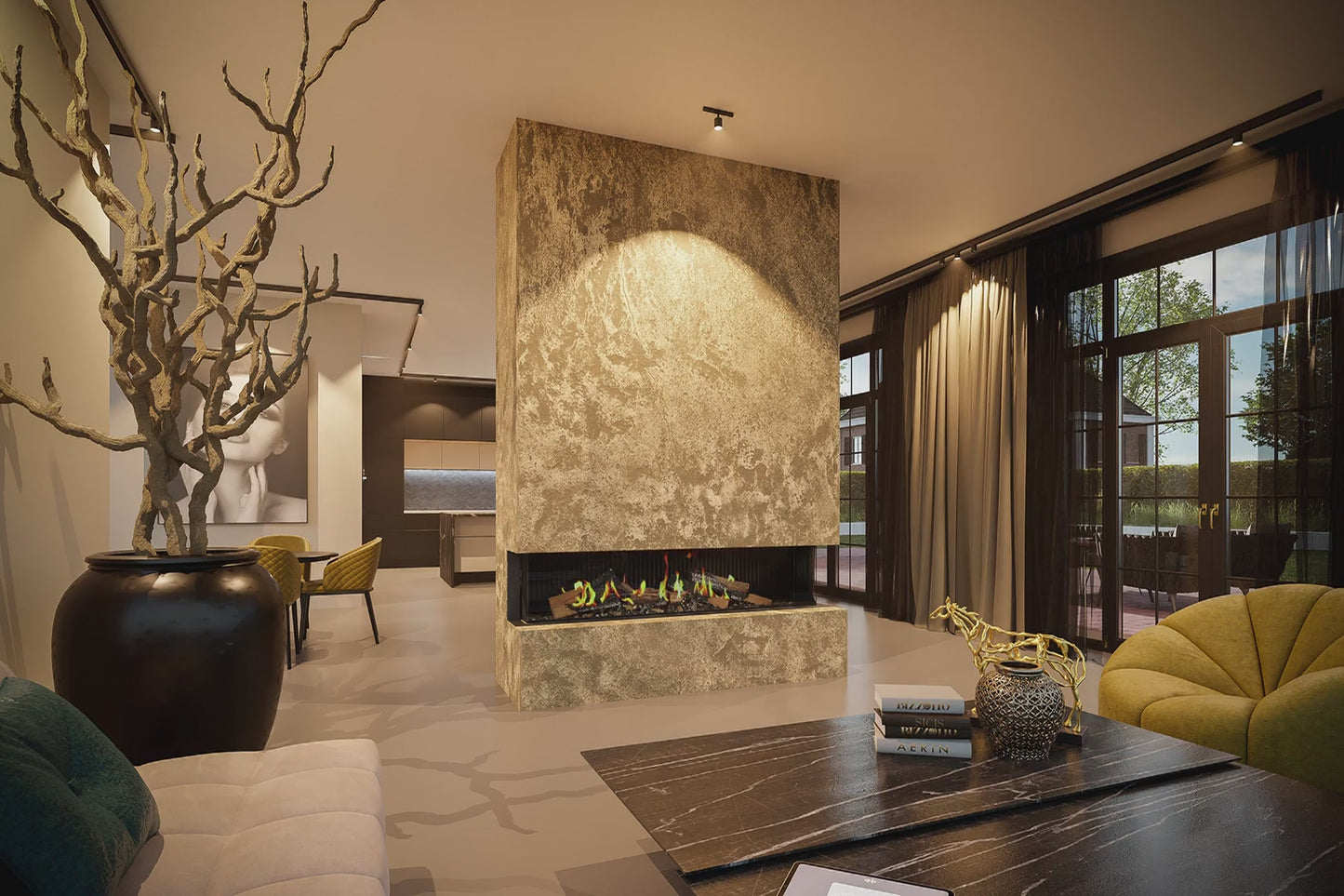 DRU Virtuo 180/3 Evolve - Elektrisk peisinnsats, 3-sidig