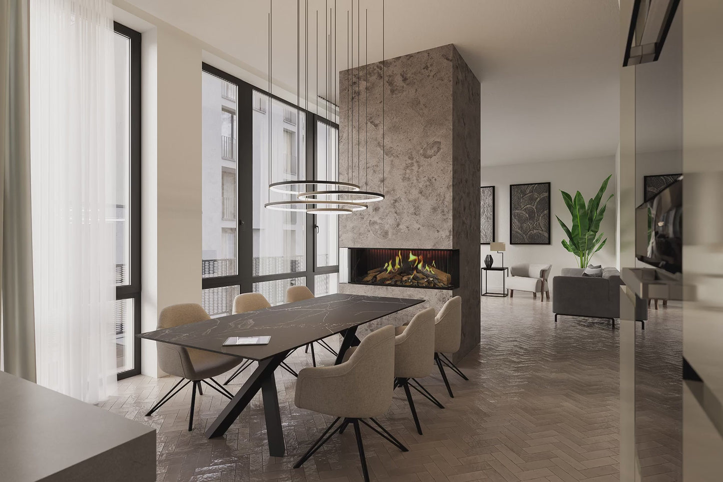 DRU Virtuo 100/3 Evolve - Elektrisk peisinnsats, 3-sidig